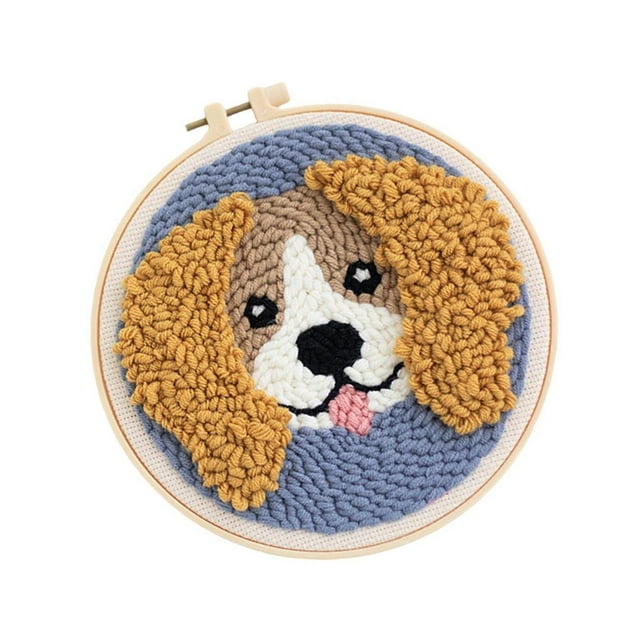relayinert Punch Needle Kit DIY Needlework Animal Dog Embroidery for Adult Kid Starter A