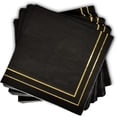 thumbnail image 2 of Gift Boutique Cocktail Napkins, Black with Gold Foil Trim, 3-Ply Disposable Beverage & Dessert Napkins, 100 Count, 10 x 10 Inch Unfolded, 2 of 6