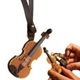 thumbnail image 1 of Handmade Leather Violin And Keychain Cowhide Miniature Musical Instrument Keychain Violin Keychain For Music Lovers, 1 of 6