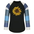 thumbnail image 4 of Chemises pour Femmes Imprimé Tournesol Couture Col Rond Manches Longues T-shirt Décontracté Grande Taille, 4 of 7