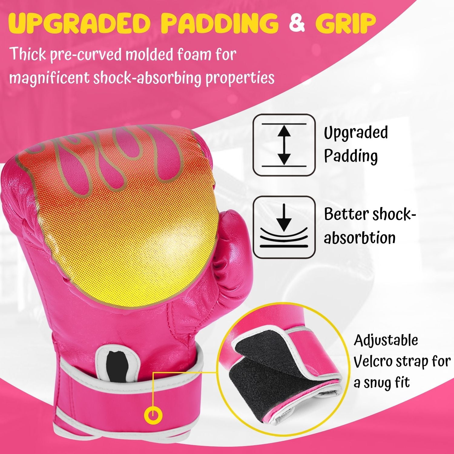 Kids Boxing Gloves For 3 to 8 Years, 4 oz Fire Pink Boxing Gloves for Children Sparring Youth Boxing Gloves Junior Training Mitts Punching Bag Gloves for KickBoxing, MMA, Muay Thai, Training