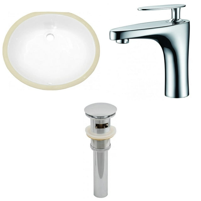 19.5-in. W CUPC Oval Bathroom Undermount Sink Set In White - Chrome Hardware - Overflow Drain Incl. AI-13115