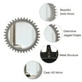 thumbnail image 5 of Tcbosik Wall Mounted Round Mirror, 17 inch Wooden Framed Circle Mirror, Gear Shape Vanity Mirror for Washroom Bathroom Bedroom Living Room Entryway, White Washed, 5 of 7