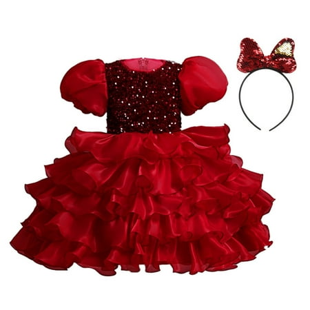 

ZRBYWB Kids Toddler Baby Girls Dresses Spring Summer Print Ruffle Short Sleeve Princess Dress Headbands Clothing