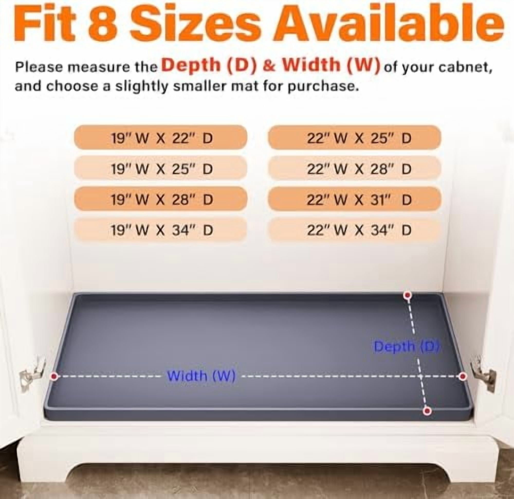 Waterproof Under Sink Mat 22" x 22" Shelf Liner for Kitchen and Bathroom, Cabinet Protector, Organizers and Storage, Flexible Silicone Drip Tray Beige,22"W x 22"L
