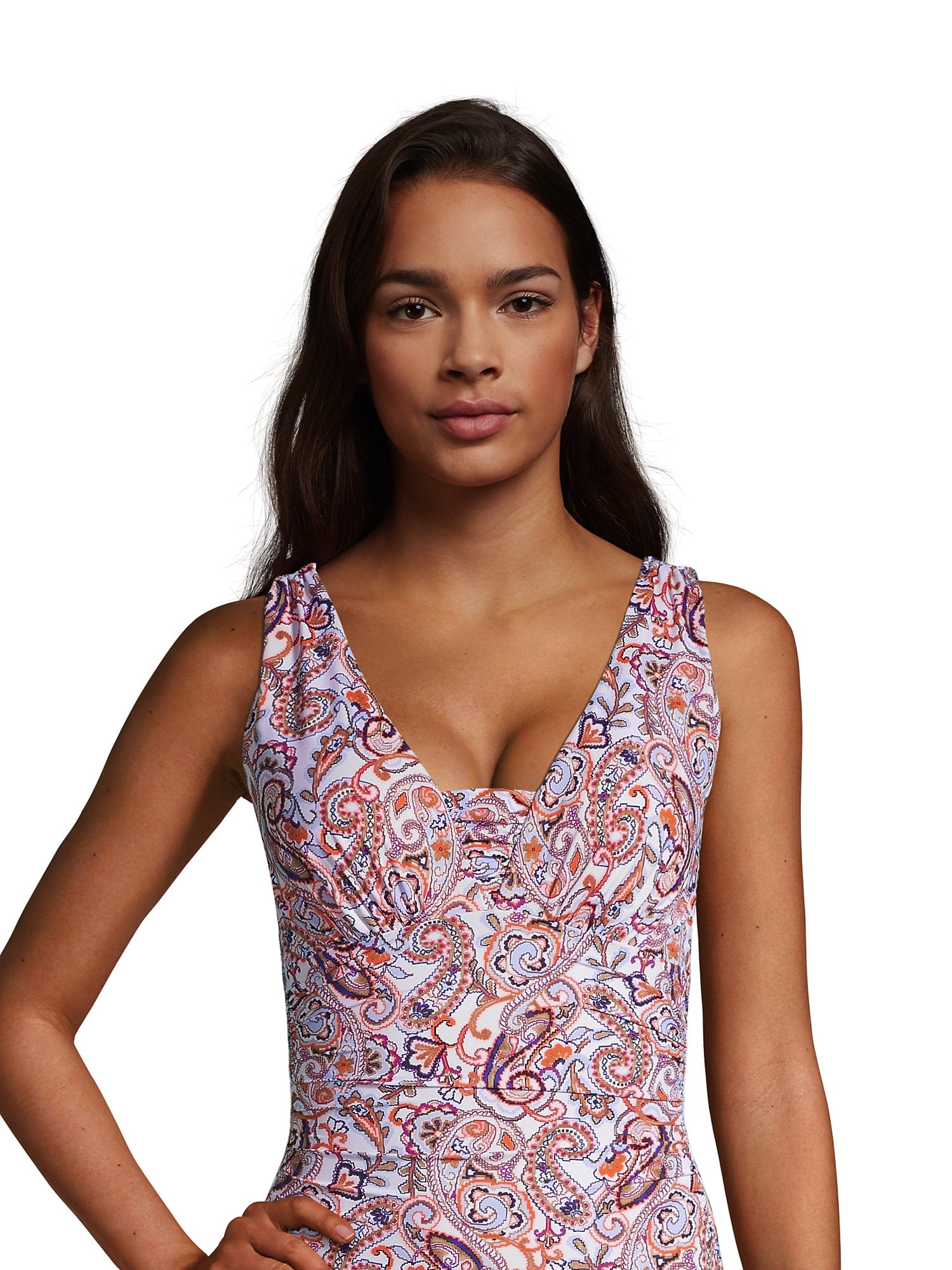 Lands' End Women's Long Slender Grecian Tummy Control Chlorine