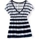 thumbnail image 1 of Aeropostale - Blusa de punto con cuello en V para mujer, color azul, pequeña, 1 of 1