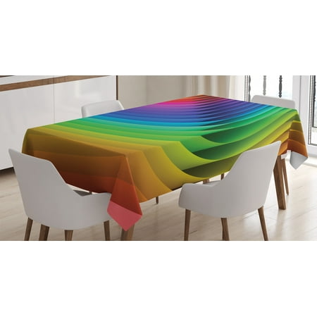

Colorful Home Decor Tablecloth Psychedelic Color Wave Futuristic Style Radiant Blush Hue Curls Graphic Art Rectangular Table Cover for Dining Room Kitchen 60 X 84 Inches Multi by Ambesonne