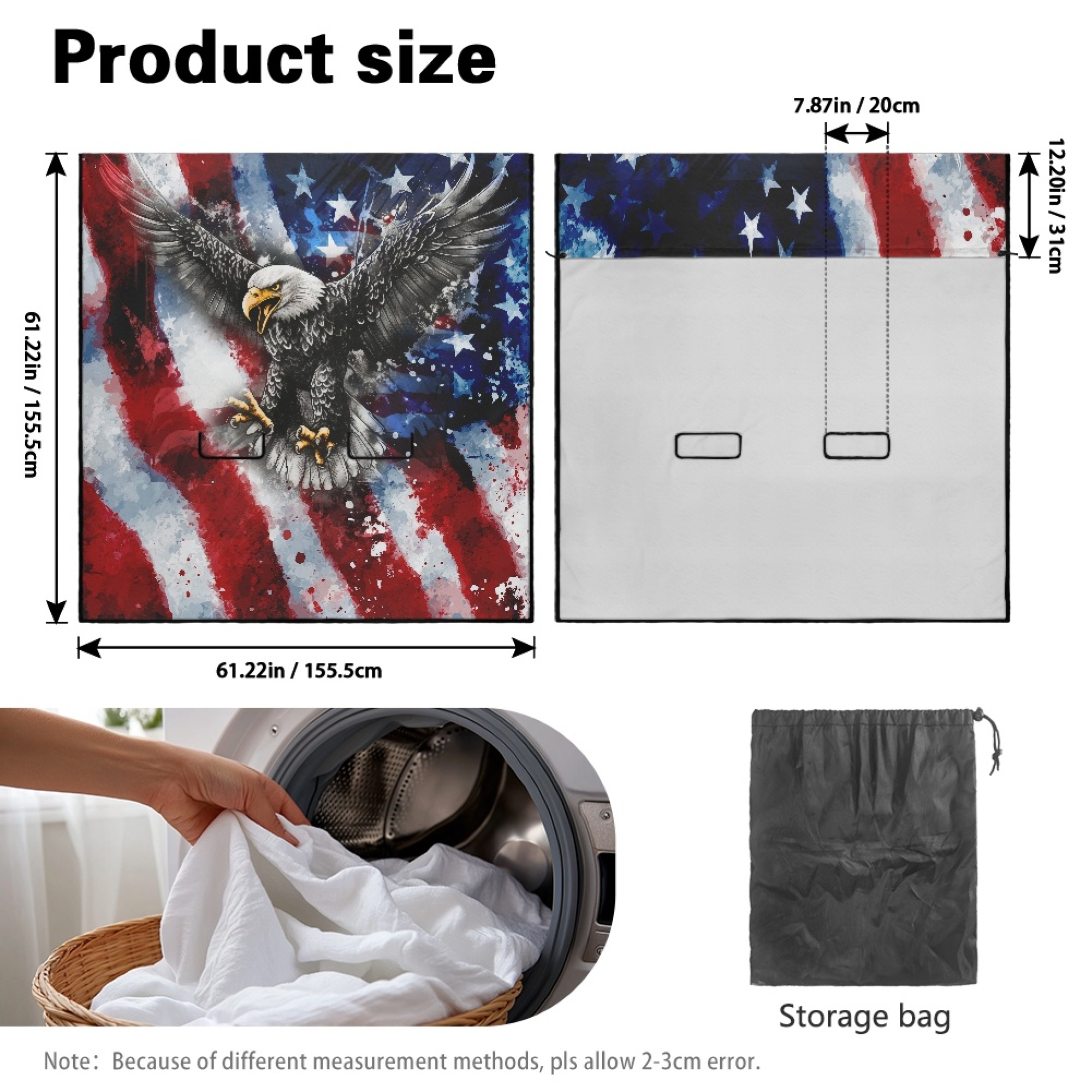Drydeepin American Flag Eagle Car Back Seat Cover, Rear Bench Seat Towel Cover for Truck SUV Van Sedan, Saddle Blanket After Gym Workout Hiking, Car Accessories