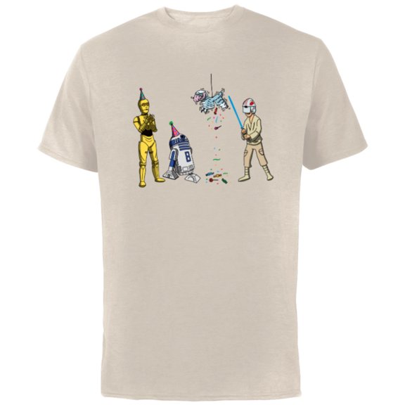 Star Wars Luke Skywalker Jedi Droids Tauntaun Piñata Funny - Short Sleeve Cotton T-Shirt for Adults - Customized-Natural
