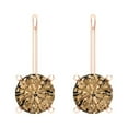 thumbnail image 3 of 1.5 ct Lever-Back Drop Dangle Earrings for Women | 6mm Round Cut Simulated Champagne Diamond | 14K Rose Gold, 3 of 5
