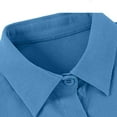 thumbnail image 4 of Wyobmus Womens Loose Long Sleeve Shirt Notch Lapel Dress Shirt Lightweight Solid Color Button Down Blouse Blue, 4 of 7