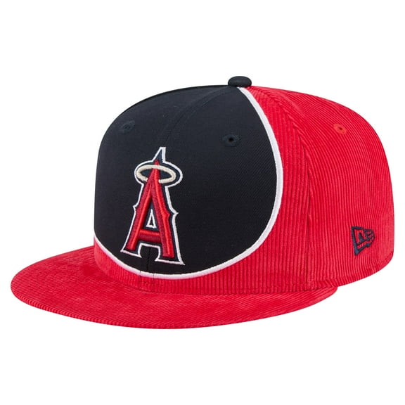 Men's New Era Red/Navy Los Angeles Angels Retro Split Corduroy Snapback Hat