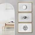 thumbnail image 3 of IDEA4WALL Framed Canvas Print Wall Art Set of 3 Sun, Eye and Crescent Moon Line Posters Wall Decor Black and White Prints Chic Modern Art Contemporary Minimal Artwork - 24"x36"x3 Natural, 3 of 5