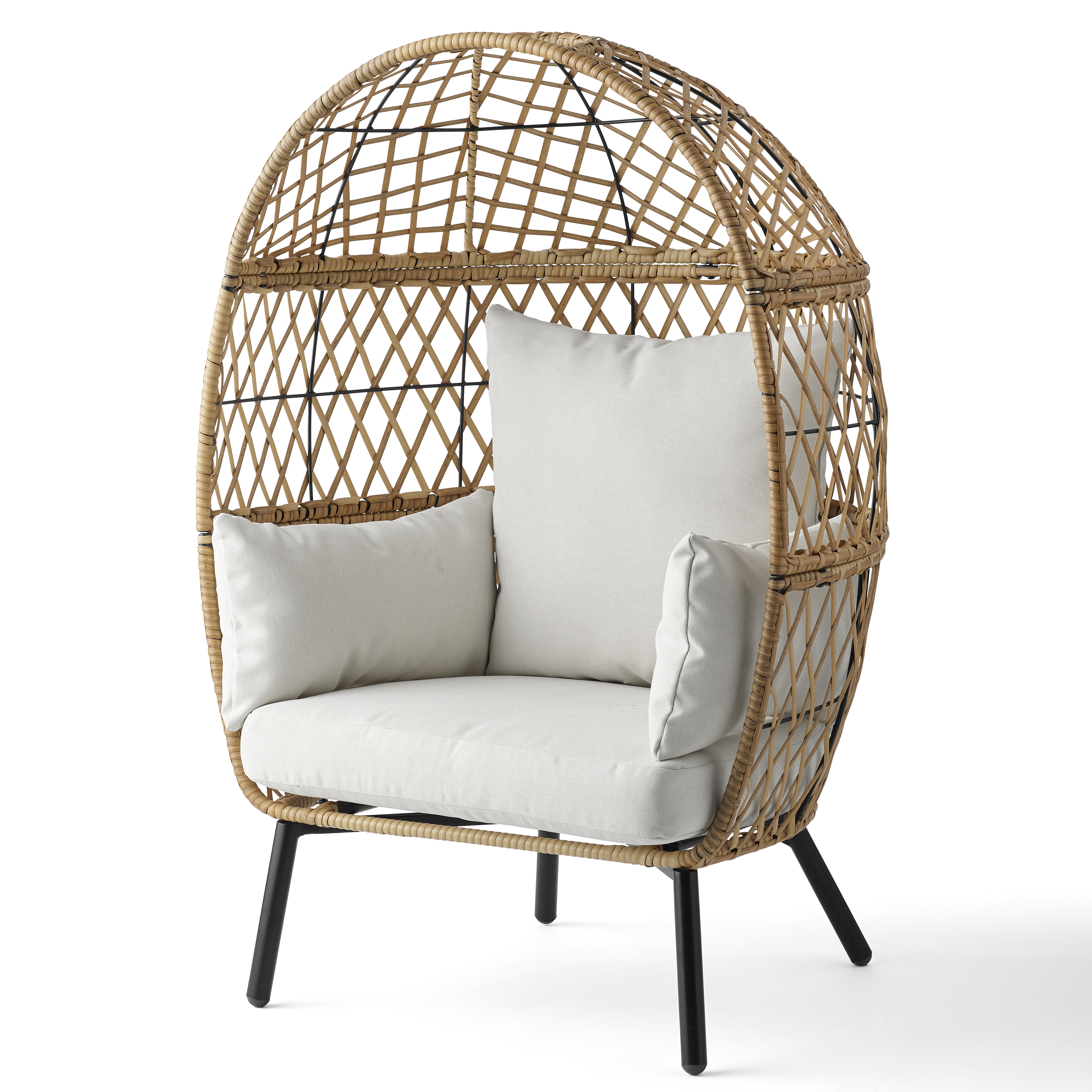 Better Homes & Gardens Kid's Ventura Outdoor Wicker Stationary Egg Chair with Cream Cushions - image 2 of 8