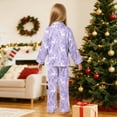 thumbnail image 5 of Gubotare Toddler Christmas Pajamas for Boys Toddler Girl Christmas Silk Pajamas Ruffle Button Down 2 Piece Pajama Set Kids Little Girls Pjs Nightgown Outfit 3T 4T (Purple,3-4 Years), 5 of 9