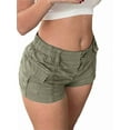 thumbnail image 3 of Womens Cargo Shorts Elastic Shorts Y2k Slim Fit Cargo Shorts for Harajuku Streetwear Green S, 3 of 5