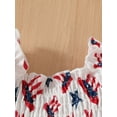 thumbnail image 6 of Musuos Baby Girl 4th of July Outfit, 3 6 9 12 18Months Star Print Puff Sleeve Shirred Romper Dress Bow Headband Summer Set for Infant, 6 of 9