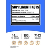 BulkSupplements Copper Gluconate Powder - 14mg per Serving (2mg of Copper) - 100 Grams (3.5 oz)