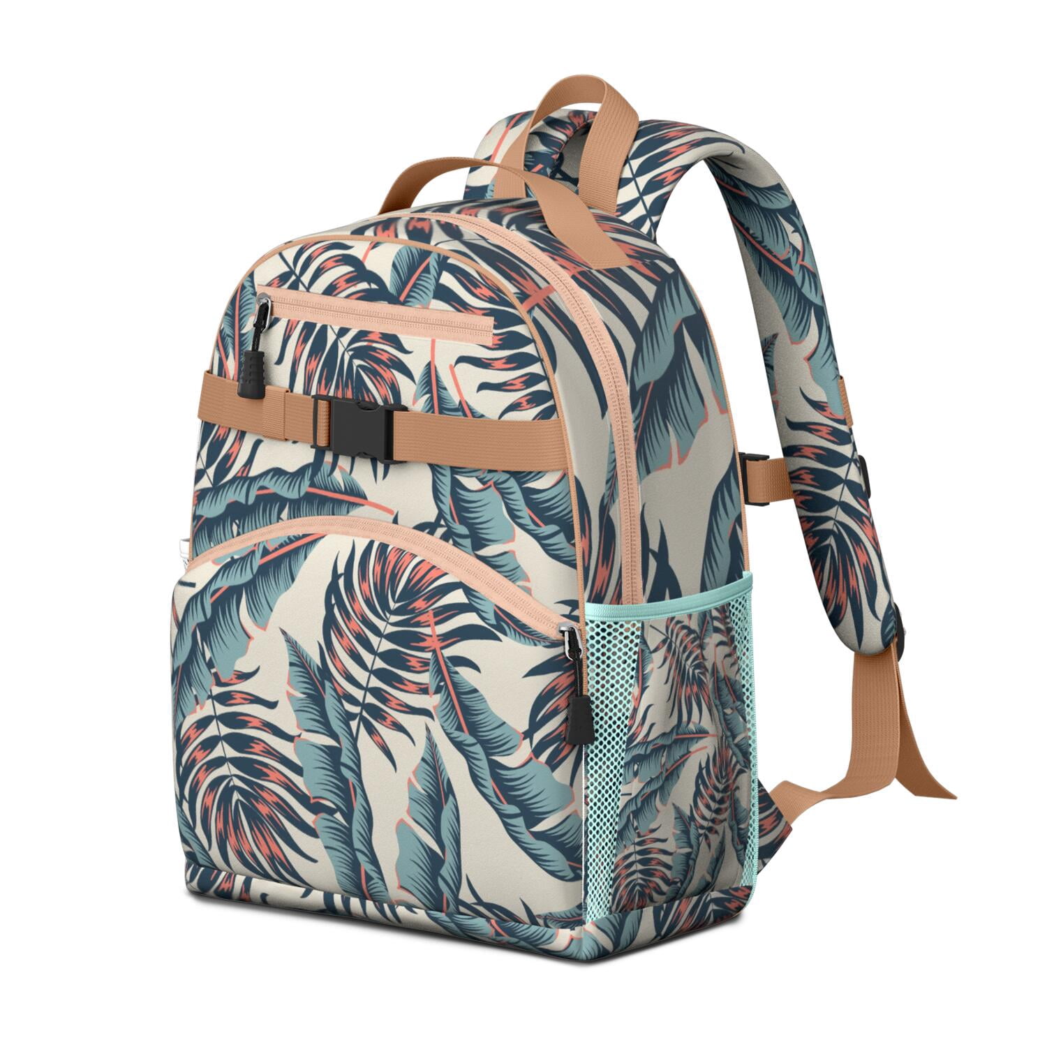 Floral Waterproof Travel Backpack - Adjustable Durable Daypack with Multiple Pockets for Teens & Commuters