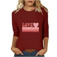 thumbnail image 2 of RKSTN Valentine's Day 3/4 Sleeve Tops for Women Oversized Crewneck Valentines Graphic Print Short Sleeve T Shirt Womens Casual Solid Round Neck Loose Comfy Three Quarter Sleeve Shirt Spring Clothes, 2 of 7