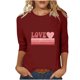 thumbnail image 2 of RKSTN Valentine's Day 3/4 Sleeve Tops for Women Oversized Crewneck Valentines Graphic Print Short Sleeve T Shirt Womens Casual Solid Round Neck Loose Comfy Three Quarter Sleeve Shirt Spring Clothes, 2 of 7