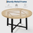 thumbnail image 3 of 47-pulgada round wood-colored dining mesa para 4: moderno industrial style con thick tabletop y sturdy metal base, space-saving para kitchen y dining room, 3 of 7