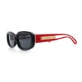 thumbnail image 6 of Womens Metal Chain Jewel Arm Oval Rectangle Mod Plastic Sunglasses Black Red - Black, 6 of 7