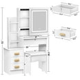 thumbnail image 3 of Coiffeuse avec Miroir Coulissant et Lumières DEL - Table de Maquillage avec Tiroirs, Étagères et Rangement Caché pour Chambre, 3 of 9