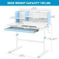 thumbnail image 2 of 39" Wide Adjustable Height Kids Desk Study Child Table with Tilting Desktop, Steel Frame, Drawer, Bookshelf Hutch (Blue), 2 of 9