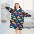 thumbnail image 5 of FORMRS Wearable Blanket Hoodie with Sleeves for Kids Cozy Flannel Sweatshirt, Rainbow Space Cat, 5 of 7
