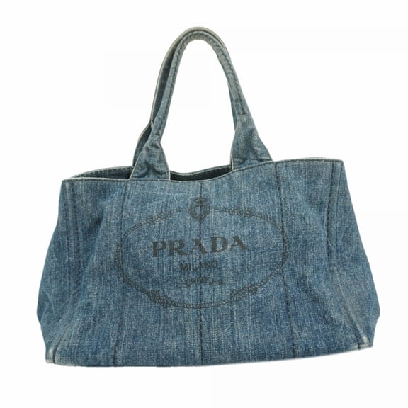 Pre-Owned Prada Canapa Tote Bag, Denim, Navy, Women's