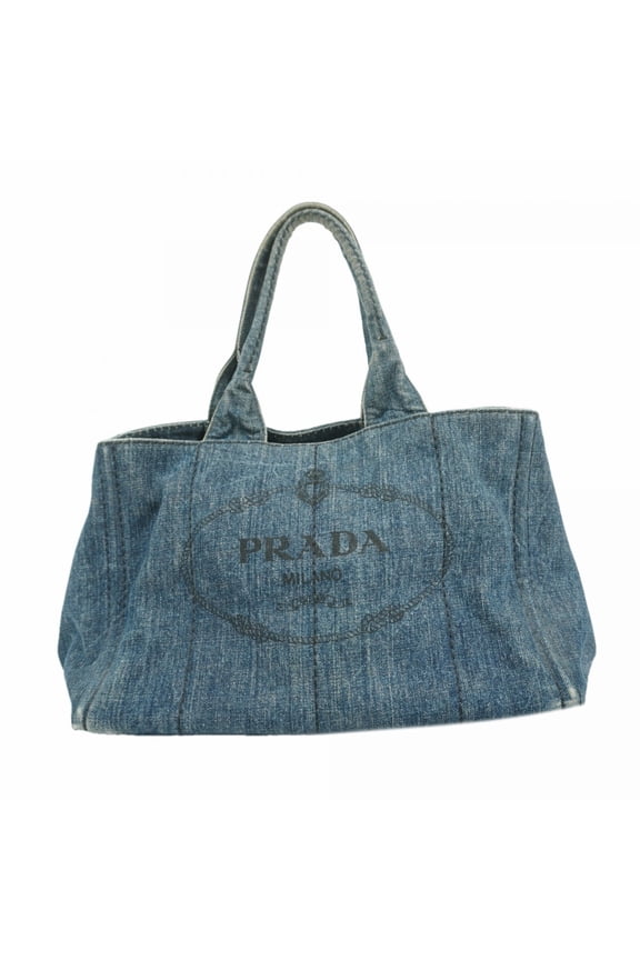 Pre-Owned Prada Canapa Tote Bag, Denim, Navy, Women's