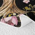 thumbnail image 5 of Homewish Vintage Tree Of Life Twin Quilt Set,Romantic Floral Twin Coverlet Set,Black Green,Black Reversible,2pcs, 5 of 7