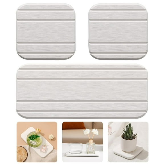 3PCS Water Absorbing Stone Tray, DryingNeat Diatomite Stone Sink Tray, Instant Dry Sink Coasters, Kitchen Sponge Hand Soap Holder, Countertop Fast Drying Counter Trays,8 * 4inch and 4 * 4inch
