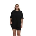thumbnail image 2 of SOCKS'NBULK 12 Pack Womens Oversized Cotton Blend T-Shirts, Crew Neck Short Sleeve Baggy Loose Tops Oversize Tees Color Black, Size Small, 2 of 8