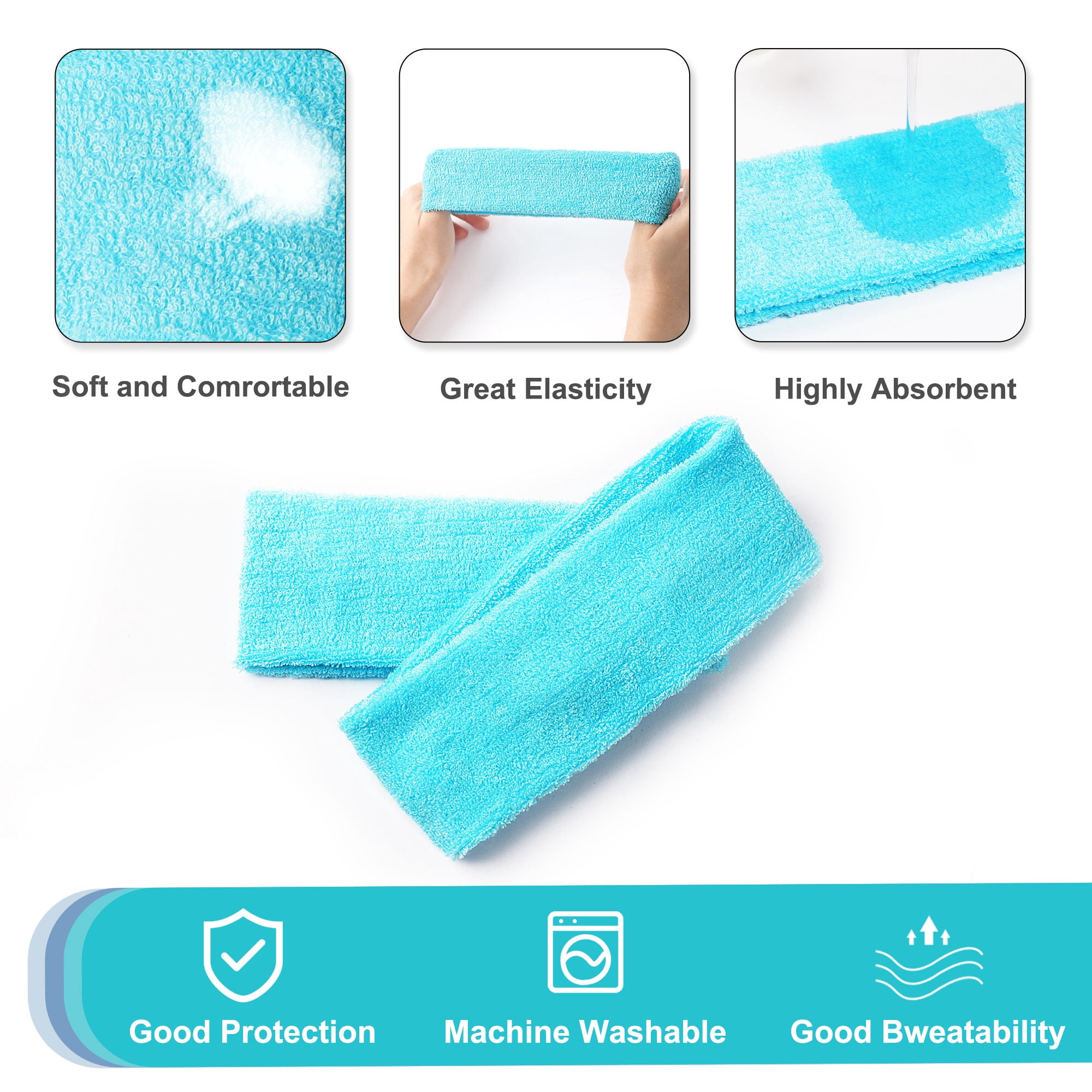 Unique Bargains 2 Pcs Sky Blue Sweatbands Sports Headband Mens Sweatband