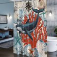thumbnail image 3 of Retro Whale Shower Curtains for Bathroom, Coral Starfish Washable Fabric Shower Curtain with Hooks Waterproof Bathroom Decor Sets, 48 x 72 Inches, 3 of 9