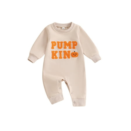

Bagilaanoe Baby Girls Boys Halloween Clothes Jumpsuits 3M 6M 12M 18M Newborn Pumpkin Letter Embroidery Long Sleeve one-piece Bodysuit Autumn Clothing for Infant