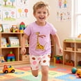 thumbnail image 4 of Girls Summer Shorts Set 2 Piece Cotton Clothes Outfits Cute Short Sleeve T-shirt & Shorts Sets Pink 1-2Years, 4 of 6
