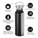 thumbnail image 4 of Botellas de agua aisladas de 20 oz a granel, paquete de 2, botella deportiva de doble pared de acero inoxidable, termos reutilizables de metal (negro, juego de 2), 4 of 5