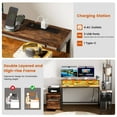 thumbnail image 4 of GUNAITO 70 inch Office Desk with LED Lights & Power Outlet Computer Desk with Fabric Drawer Gaming Desk with Monitor Stand Large Corner Desk with Double-layer Storage Shelf Rustic Brown, 4 of 8