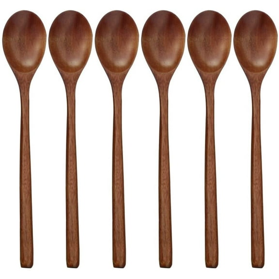 Wooden Spoons, 6 Pieces 9 Inch Wood Soup Spoons for Eating Mixing Stirring, Wood Spoon with Japanese Style Kitchen Utensil