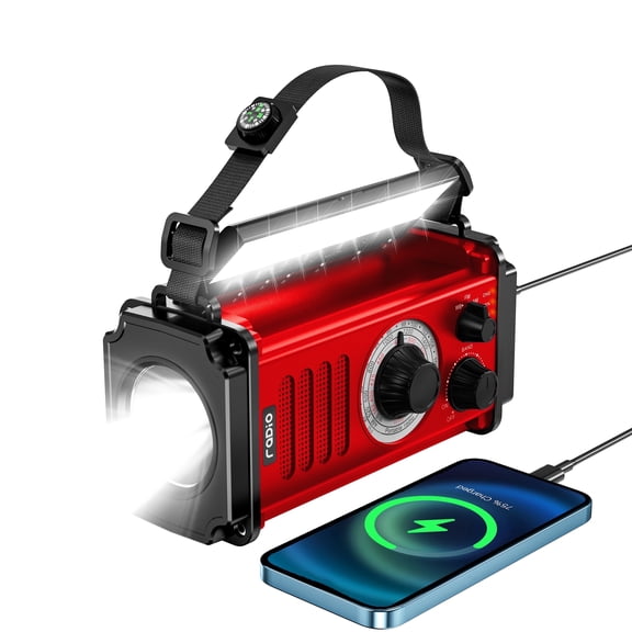 37000mWh Emergency Radio, Hand Crank Solar Radio, NOAA Weather Radio with Rechargeable Battery Powered, Portable AM FM with SOS Alarm, USB Charger,  Flashlight and Reading Lamp for Outdoor Hurricane