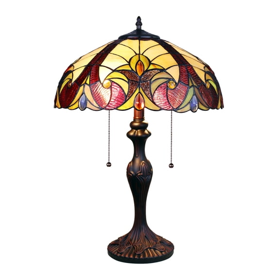 Radiance Goods Victorian Tiffany-Syle Dark Bronze 2 Light Table Lamp 16" Wide