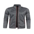 thumbnail image 2 of Men Zip Up Knit Jacket Casual Loose Stand Collar Long Sleeve Jacket, 2 of 6