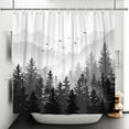 thumbnail image 3 of Pbobriich Black Grey Trees Shower Curtain,Mountain Forest Country Shower Curtain for Bathroom 60Wx72L inch Fabric Bath Curtains, 3 of 5