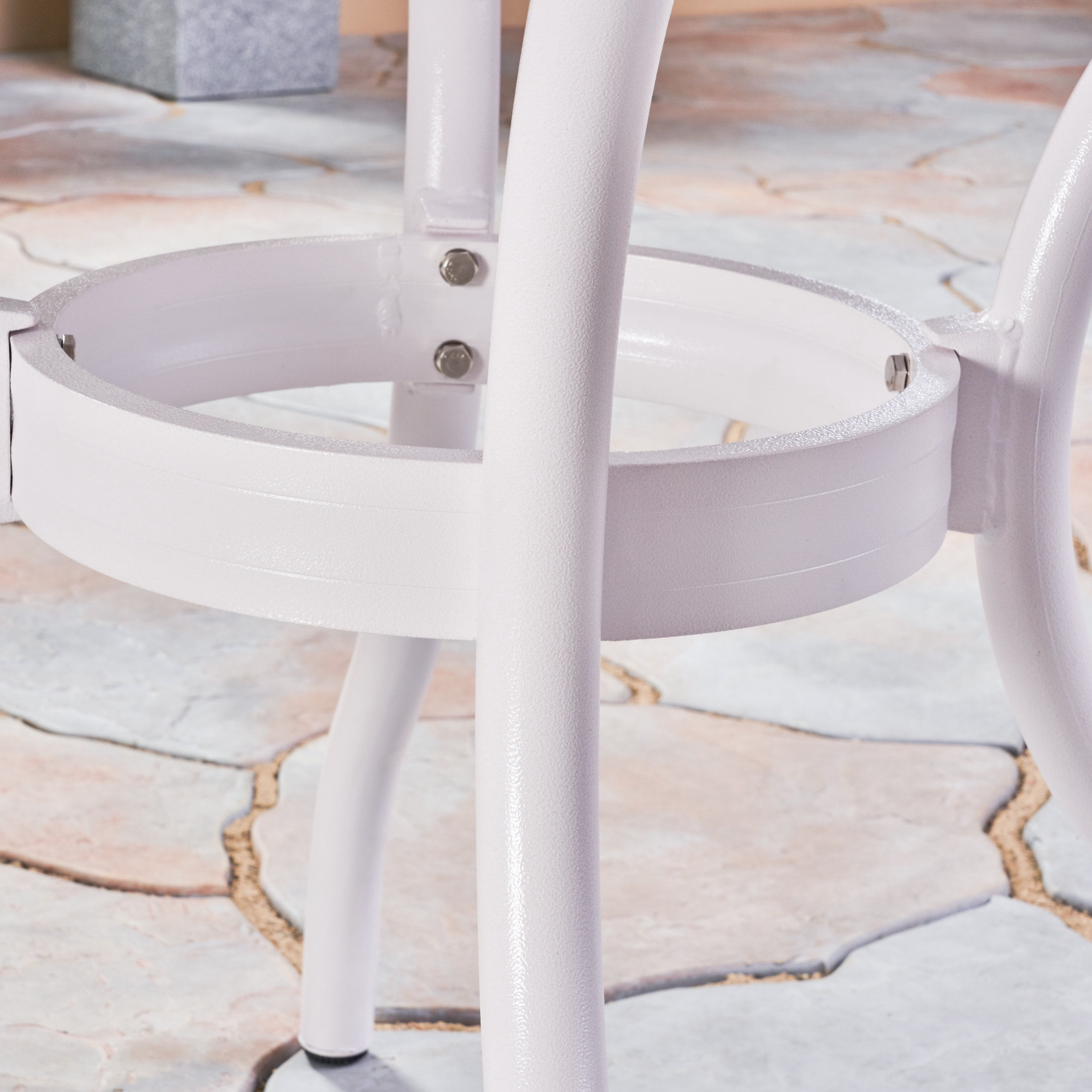 Outdoor Cast Aluminum Round Dining Table 48 Inch, Large Leisure Desktop for Patio Garden, White