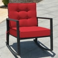 thumbnail image 2 of Costway 2PCS Patio Rattan Rocker Chair Outdoor Glider Wicker Rocking Chair Cushion Red, 2 of 9
