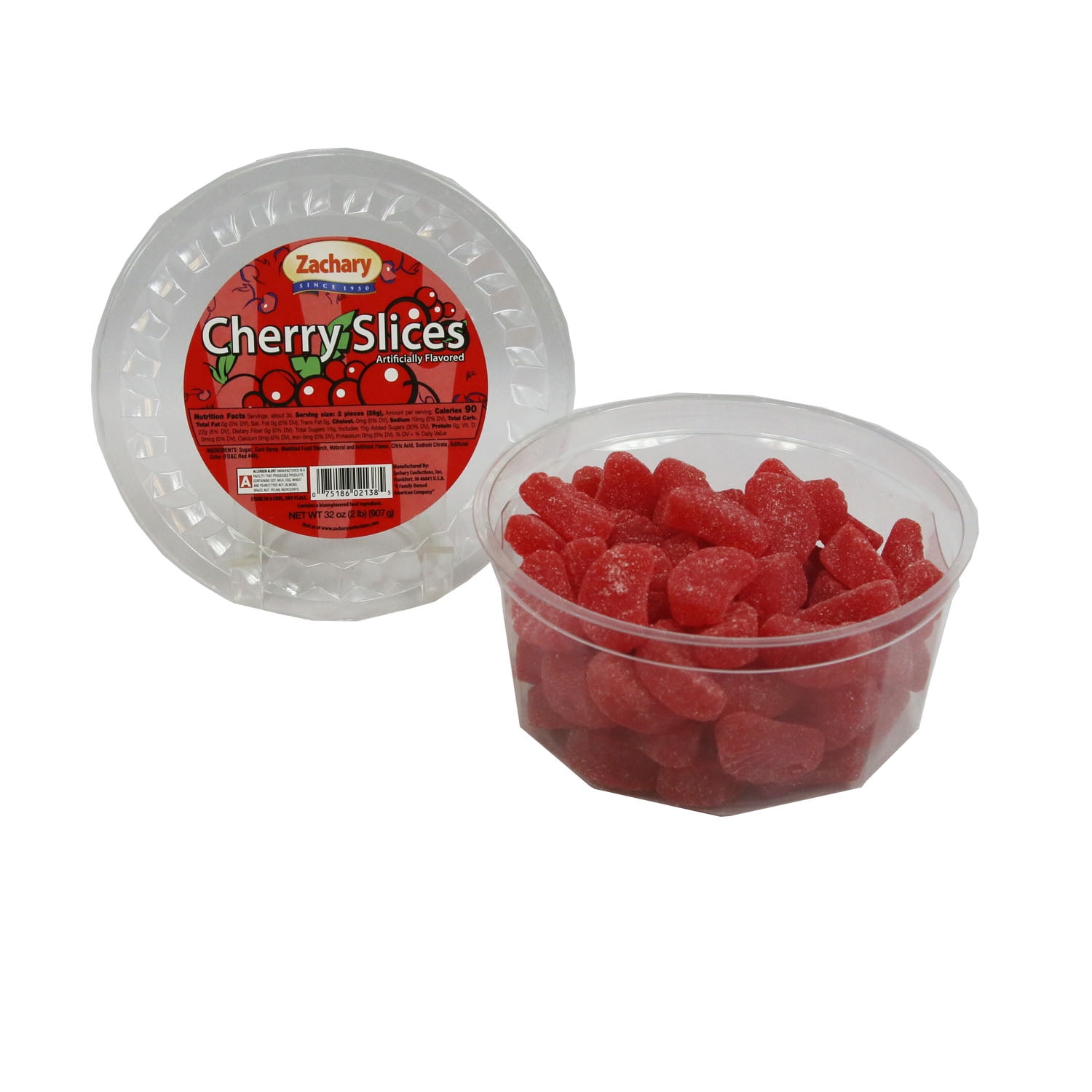 Zachary Cherry Slices, 32 oz. Tub, Jelly Candy Regular Size Pieces